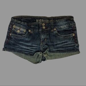 🖤 9/10 🖤 Jean Shorts Denim Short Booty Embroidered Dark Wash Pockets​